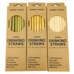 Pailles en bambou Naturelles, Protection de l'environnement, 12 pièces, 1 brosse